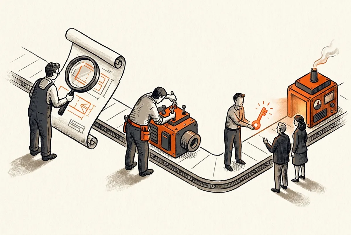 Map the workflow, build the system, hand it to the team